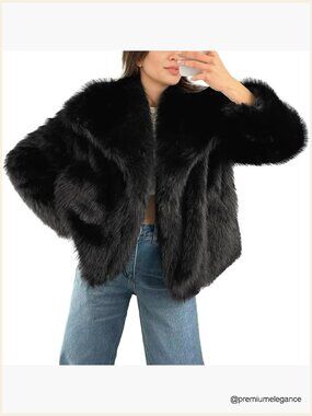 Faux Fur Coat Shaggy Oversized Lapel Button Fuzzy Jacket Warm Winter